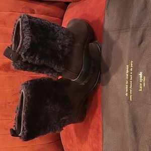 Kate spade brown shearling and suede boots